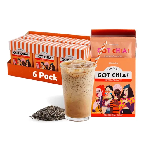 Vista 20 de Le Food Got Chia! Superfood Latte - Mezcla de bebida de semillas de chía Clean Label (6 cajas de 4, flor ámbar oolong)
