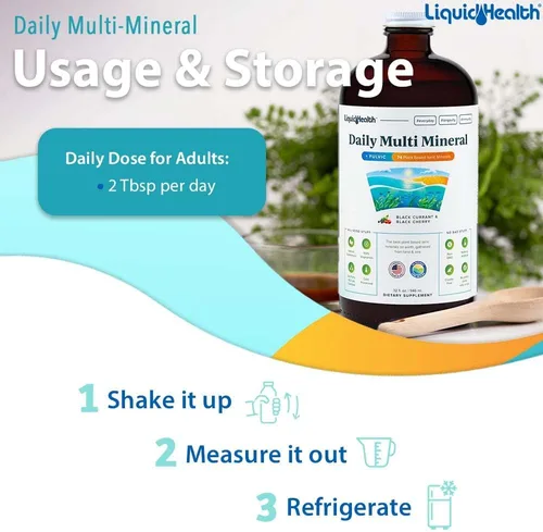 Vista 3 de LIQUIDHEALTH Suplemento líquido multimineral diario con ácido fúlvico, acuamina iónica a base de plantas, minerales oceánicos – apoyo inmunológico