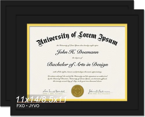 Vista 9 de Fxojyvo Marco de diploma negro 11x14, marco para documentos 8,5 x 11 con alfombrilla o 11 x 14 sin alfombrilla, marco para certificado