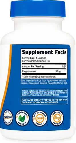Vista 5 de Nutricost Pregnenolone 30 mg, 120 cápsulas, sin gluten, cápsulas vegetarianas Sin OGM