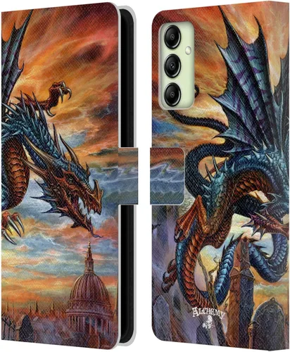 Vista 14 de Head Case Designs Officially Licensed Alchemy Gothic Caduceus Rex Dragon Leather Wallet Case Compatible with Samsung Galaxy A14 5G