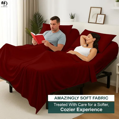 Vista 7 de NON Sticky cotton Juego de sábanas de 4 piezas para cama ajustable con números de sueño, 100% algodón egipcio, cabezal flexible de 34 pulgadas, se