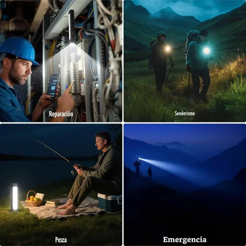 Vista 8 de Linterna de bolsillo, linterna EDC recargable de 1200 lúmenes con clip, puerto USB-C, 3 modos de luz de advertencia impermeable para trabajo Negro
