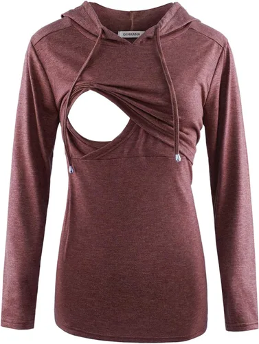 Vista 215 de GINKANA Sudadera con capucha para mujer, manga larga, lactancia materna, ropa casual