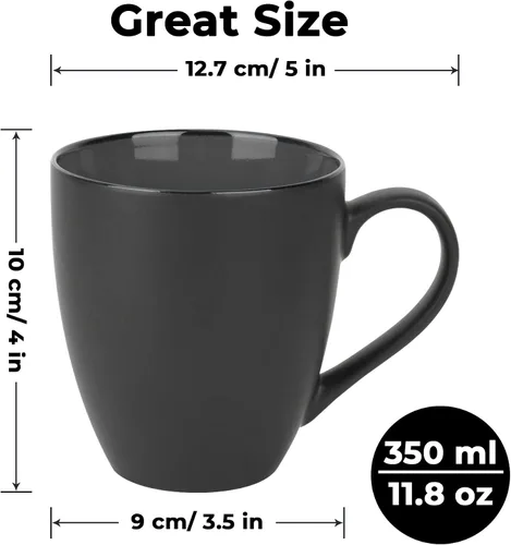Vista 6 de MIAMIO - Juego de 6 tazas de café de gres 12 onzas/taza - Colección Le Papillon (Negro)