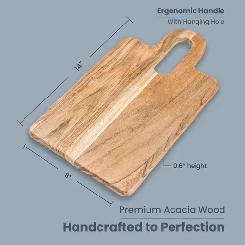 Vista 2 de Tablero rectangular de acacia de ranura larga - 14"x8"-Natural