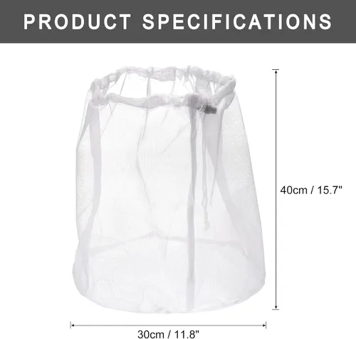 Vista 2 de uxcell Bolsas de malla para lavandería, cestas de 11.8 x 15.7 pulgadas, bolsas de malla con cordón de red fina, pequeñas bolsas de malla lavables a