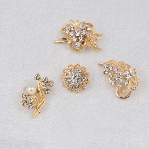 Vista 7 de Ezing Lote de 24 piezas brillantes de diamantes de imitación broches de cristal Pines DIY Kit de ramo de boda