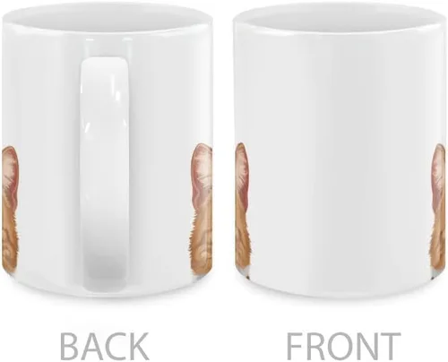Vista 3 de MUGBREW Taza de té de cerámica bicolor blanco y naranja con gato atigrado Gatito, 11 oz