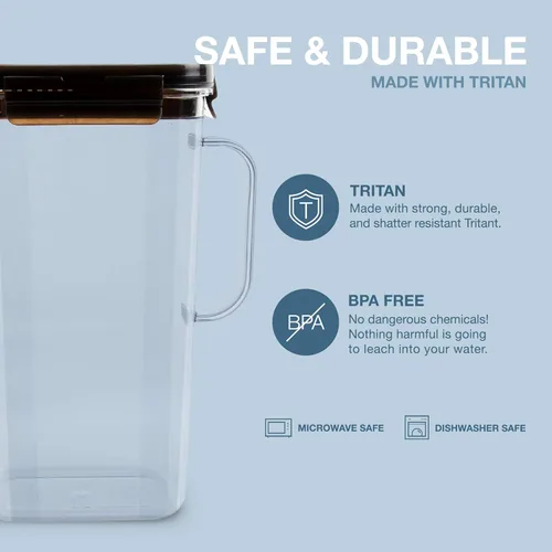 Vista 5 de LocknLock Aqua - Jarra de agua para puerta de refrigerador, jarra transparente, jarra de plástico sin BPA con tapa, jarra de 1.6 cuartos de galón