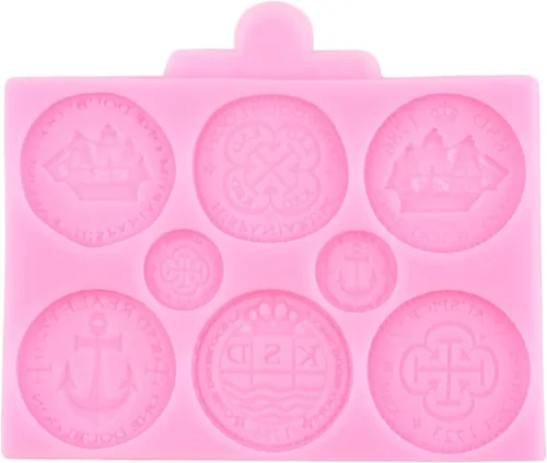 Vista 4 de Molde de silicona con temática pirata, moldes para fondant, brújula de chocolate, monedas del tesoro, molde de caramelo para cupcakes, decoración