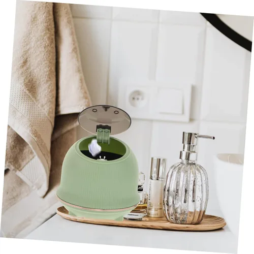 Vista 2 de Amosfun Mini bote de basura con tapa, compacto para escritorio, cocina, baño, dormitorio