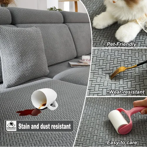 Vista 4 de Fundas de cojín para sofá, fundas de cojín lavables para mascotas, funda protectora elástica antideslizante para muebles