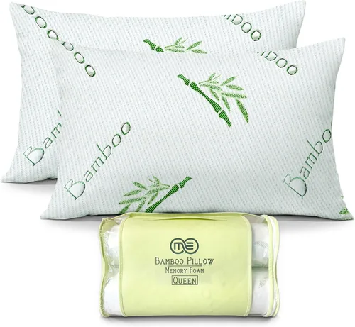 Vista 11 de OMEO Paquete de 2 almohadas de rayón de tamaño estándar derivado de bambú para dormir de espuma viscoelástica triturada para dormir de lado, espalda