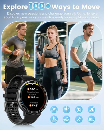 Vista 4 de Relojes inteligentes con GPS para hombre, reloj inteligente con pantalla AMOLED de 1.39 pulgadas, llamada Bluetooth/más de 100 modos