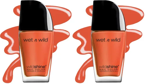 Vista 17 de wet n wild Wild Shine Esmalte de Uñas, Orange-Red Nuclear War, Color de Uñas Guerra nuclear