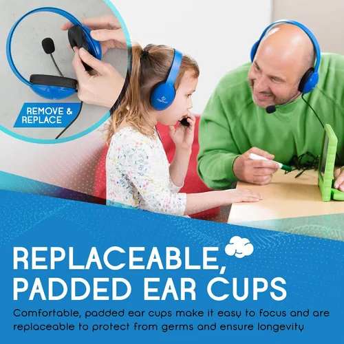 Vista 4 de Auriculares para niños resistentes listos para móviles con micrófono y cable sin enredos