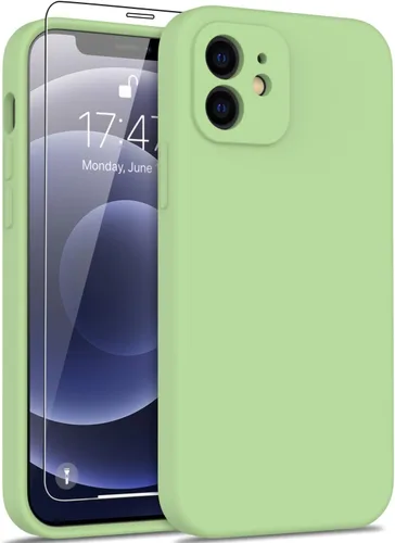 Vista 55 de DEENAKIN Funda de silicona compatible con iPhone 12 con protector de pantalla, mejora la protección de la cámara, funda protectora suave y flexible