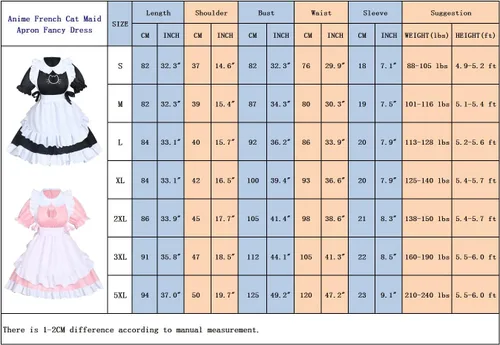 Vista 7 de Juego de delantal de sirvienta de gato francés de anime para cosplay, disfraz de cosplay (rosa, S)