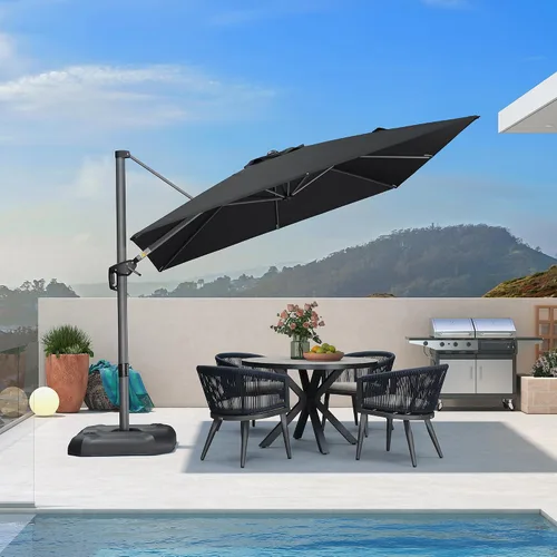 Vista 83 de PURPLE LEAF Sombrilla de patio de 8 pies para exteriores, sombrilla voladiza cuadrada de aluminio con rotación de 360 grados para jardín, terraza