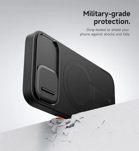 Vista 8 de SURITCH Funda para iPhone 13/14 con cubierta magnética para cámara y soporte ajustable, compatible con MagSafe, a prueba de golpes, funda protectora