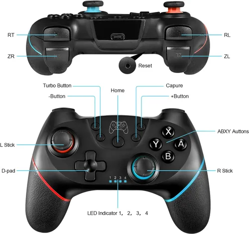 Vista 2 de Deepdawn Controlador de interruptor, controlador profesional inalámbrico de repuesto para Nintendo SwitchSwitch LiteSwitch OLED