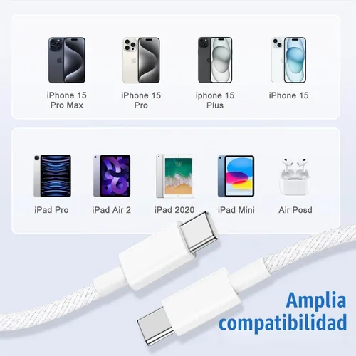 Vista 6 de Cable de carga USB C a C de 3 pies, 60 W rápido tipo C a C, cable de carga corto para Apple iPhone 17 Pro Max/17 Air/16 Pro Max/15 Plus, MacBook Pro