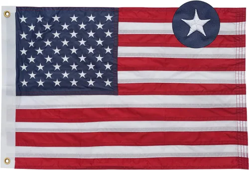 Vista 10 de Bradford Bandera estadounidense de algodón de 12 x 18 pulgadas, bandera estadounidense bordada de barco pequeño con 2 ojales de latón, banderas