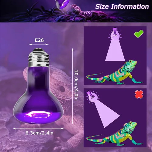 Vista 2 de Bombilla de luz de luna de reptil de 60 W - Luz nocturna púrpura suave para visión nocturna, apta para dormir, vida 2000H, base E26