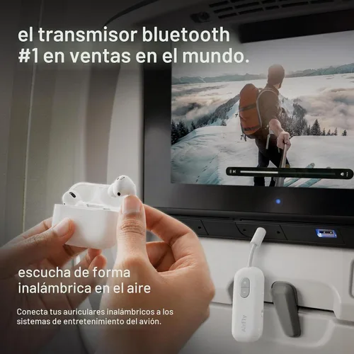 Vista 4 de Twelve South AirFly SE Adaptador de transmisor de audio inalámbrico Bluetooth para AirPods/auriculares, batería de más de 20 horas, funciona