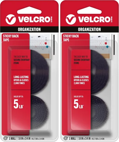 Vista 15 de VELCRO Brand Rollo de cinta negra de 5 pies x 3/4 pulgadas Con adhesivo Corte las tiras a la longitud deseada Cierres de gancho y bucle