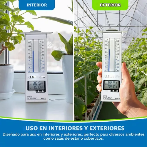 Vista 5 de Sper Scientific Termómetro analógico y digital Min/Max 800122 - Seguimiento preciso de la temperatura, diseño resistente a la intemperie, pantalla
