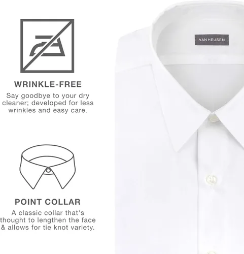 Vista 5 de Van Heusen - Camisa de vestir de popelina para hombre, ajuste estándar, unicolor