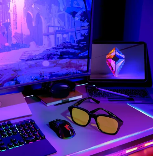 Vista 5 de VISOONE Blue Light Blocking Glassees Woman Men Anti Eyestrain Negro