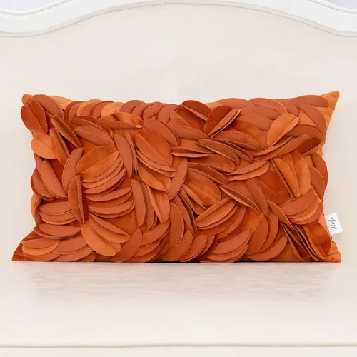 Vista 9 de Alerfa Funda de almohada decorativa de terciopelo beige hecha a mano con flores 3D con cremallera oculta para sofá, cama, sala de estar, decoración
