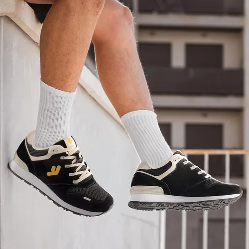 Vista 2 de FitVille Tenis clásicos anchos para hombre, zapatos de correr retro extra anchos, ligeros, transpirables, cruzados, para aliviar el dolor de pies