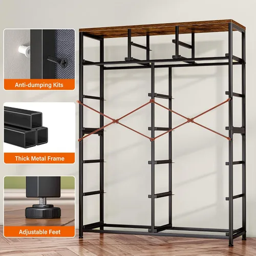 Vista 5 de EnHomee Cómodas altas para dormitorio con cajón, cómodas para dormitorio, cómodas de tela y cómodas para sala de estar, parte superior de madera