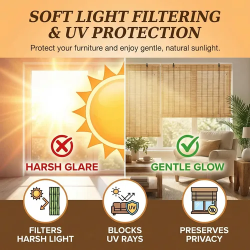 Vista 3 de HIAPES Persianas de bambú para ventana interior, persianas de bambú para ventanas interiores, tamaño personalizado, persianas enrollables fáciles