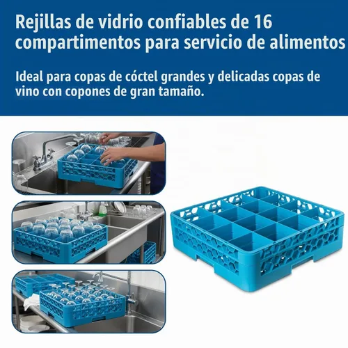Vista 7 de Carlisle FoodService Products Opticlean - Estante para vasos de 16 compartimentos con 1 extensor para cocinas y restaurantes, plástico, 19.875 x