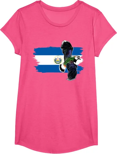 Vista 14 de Camiseta con la bandera de El Salvador, mapa de El Salvador, camiseta de Salvador para mujer, Negro