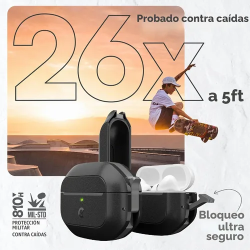Vista 4 de Keybudz Funda para AirPods Pro 2 con Candado - Funda Completamente Impermeable para AirPods Pro 2da Generación - Llavero, Protección Resistente