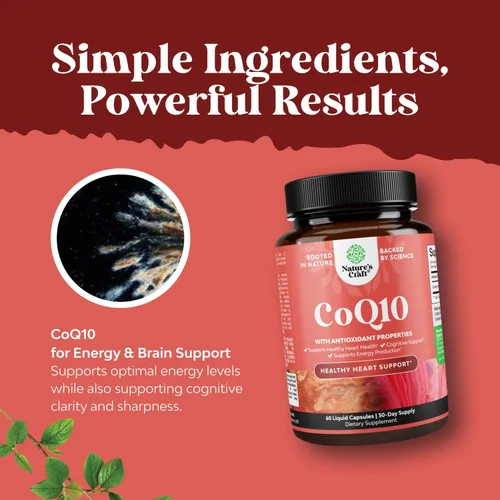 Vista 5 de Suplemento de cápsulas líquidas CoQ10 - Coenzima Q10 de alta absorción con 200 mg por porción - Salud cardíaca y potente apoyo energético