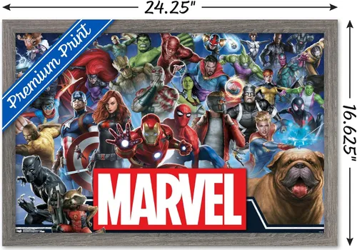 Vista 3 de Trends International Marvel Comics - Póster de pared de héroes del universo Marvel, 14.725 x 22.375 pulgadas, versión enmarcada de madera de granero