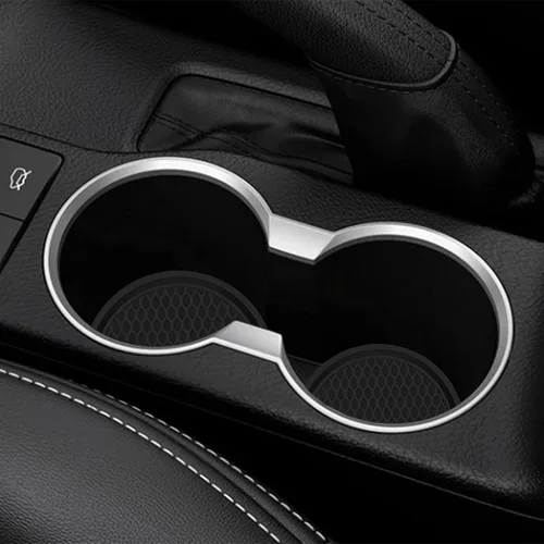 Vista 5 de Posavasos para portavasos de coche [paquete de 4], tapetes de silicona de 2.77 pulgadas antideslizantes universales para portavasos de coche, Negro