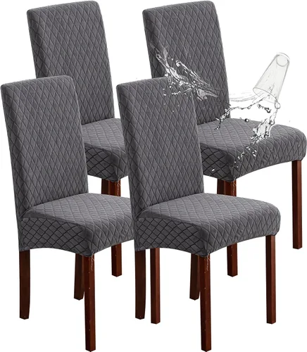 Vista 46 de Genina Juego de 4 fundas 100 % impermeables para sillas de comedor grandes, fundas protectoras elásticas para sillas Parson para el hogar