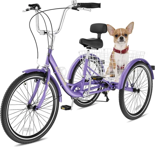 Vista 14 de NAIZEA Triciclo para adultos, bicicleta de crucero de tres ruedas de 7 velocidades, triciclos para adultos de 20/24/26 pulgadas, bicicletas de 3