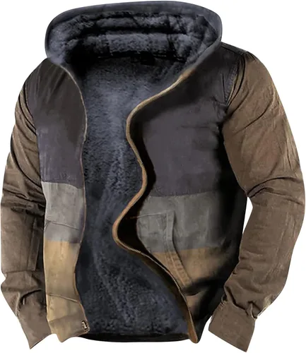 Vista 2 de Sudaderas grandes y altas para hombres con cremallera completa con bolsillos de manga larga grandes y altos pesados con cremallera para hombres
