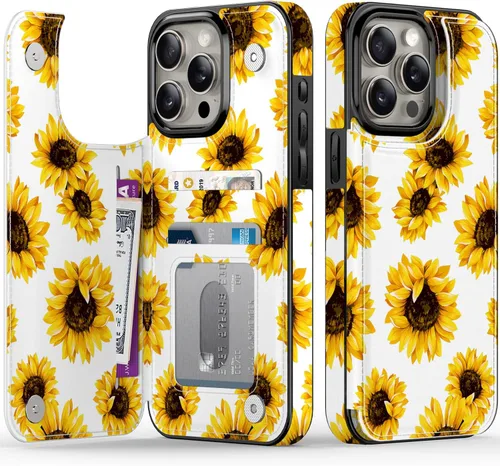 Vista 170 de FUNMIKO Funda tipo cartera para iPhone 15 con tarjetero + clip para efectivo, bloqueo RFID, protección contra caídas de grado militar y obras