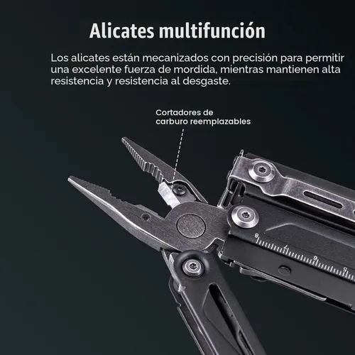 Vista 8 de NEXTORCH PIONEER - Multiherramientas 14 en 1 de tamaño completo, juego de multiherramientas versátil con tijeras, alicates de punta, clip