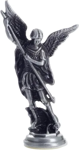 Vista 13 de KOMI Estatua de San Benito Sosteniendo Cruz y Regla Decoraciones para Tablero del Automóvil Bendice Regalo de Seguridad de Conducción